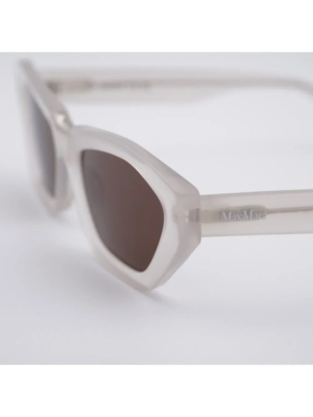 Max Mara MM0169 25E Kate Sunglasses Ivory Cat Eye Frame, Brown Lenses